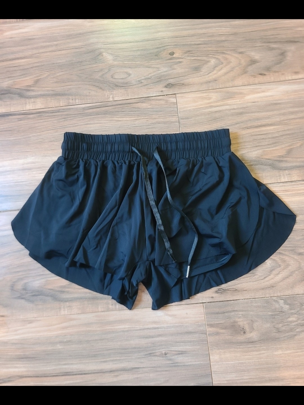 Black Flowy 2 In 1 Running Shorts Built In Liner Hidden Pockets Size XS